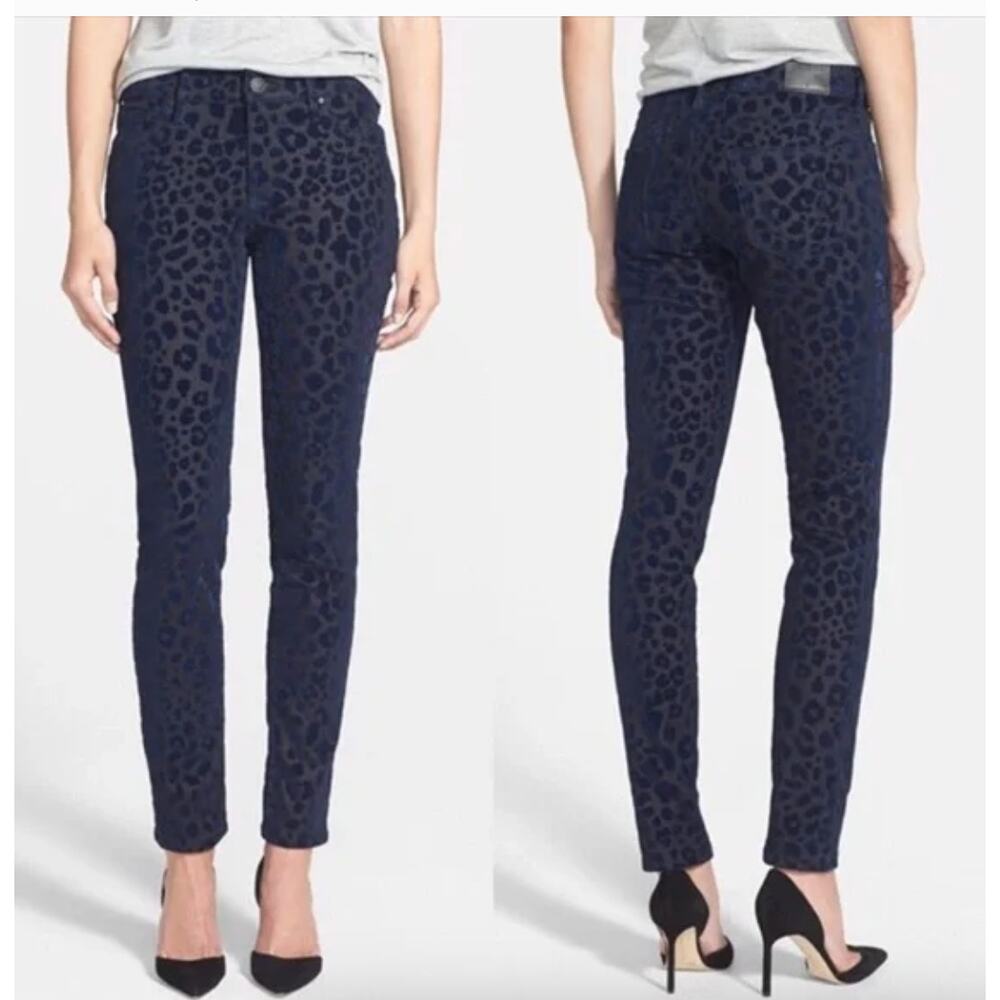 True Religion Navy Leopard Print Straight Leg Jeans